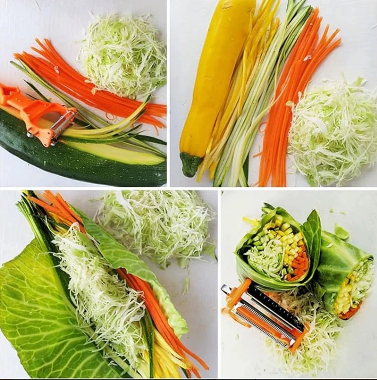 Pelador multifuncional 2-en-1 + Juego De 6 Cuchillos De Cocina Profesionales.